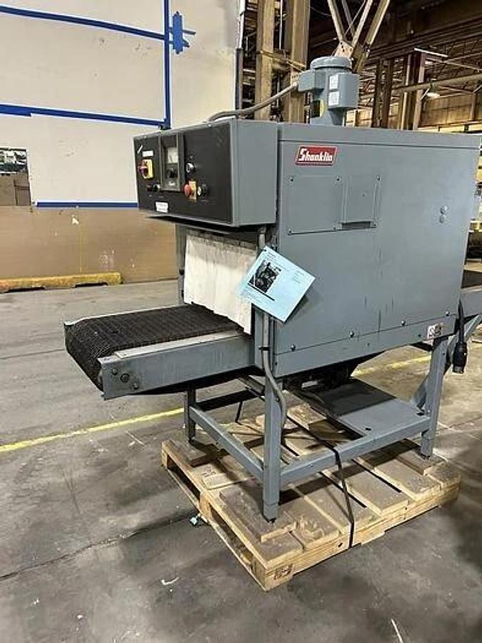 Used SHANKLIN MODEL T-7H SHRINK TUNNEL WITH STAINLESS STEEL CONVEYOR