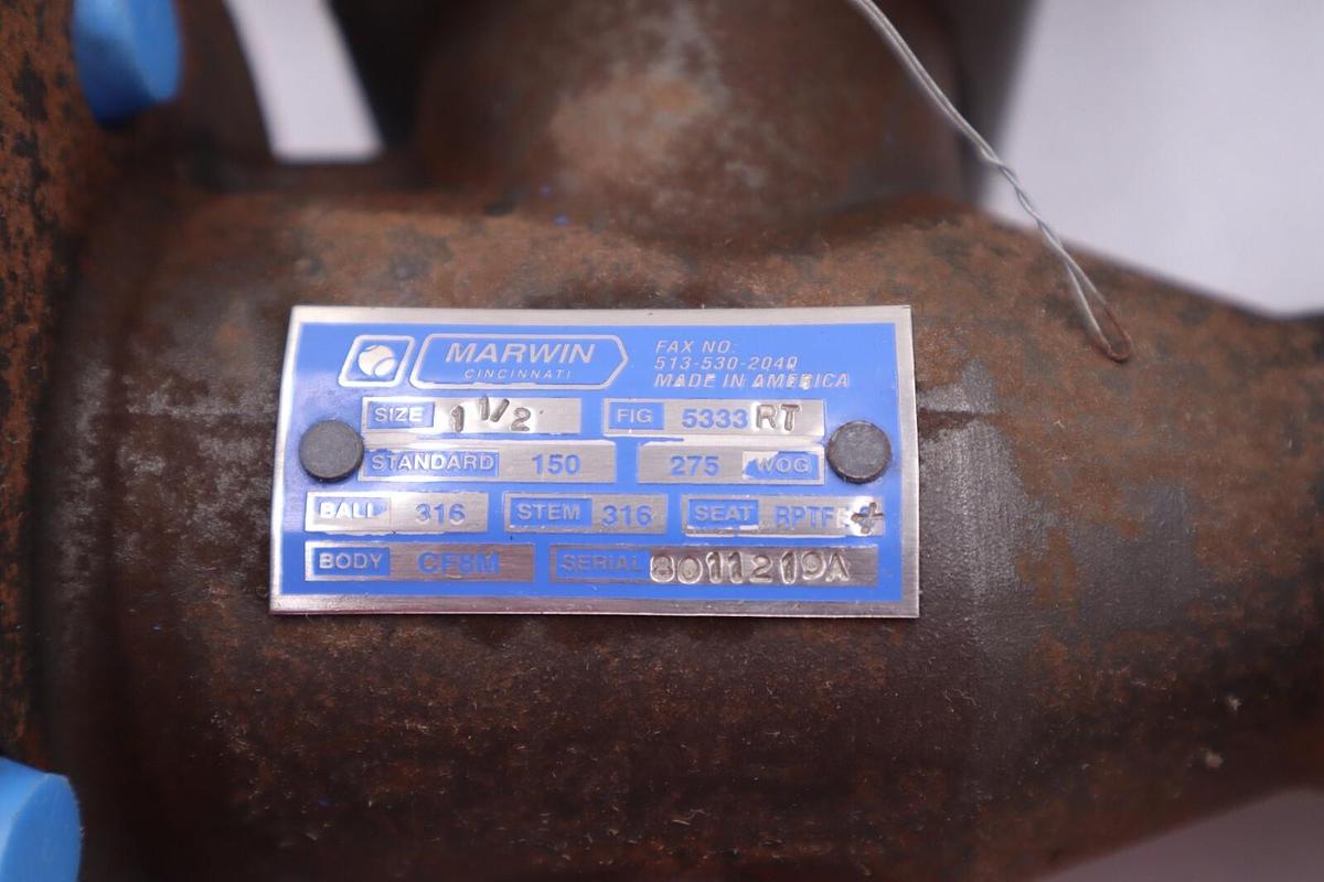 Used MARWIN D2003ACYR-AA 1 1/2 BALL VALVE STOCK #325-A