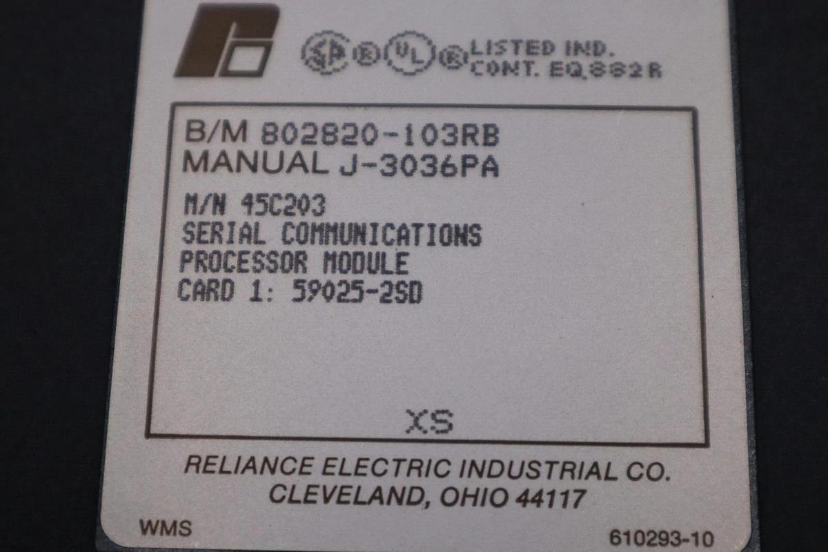 Used NEW BALDOR RELIANCE ELECTRIC 45C203 SERIAL COMMUNICATION PROCESSOR STOCK 5453