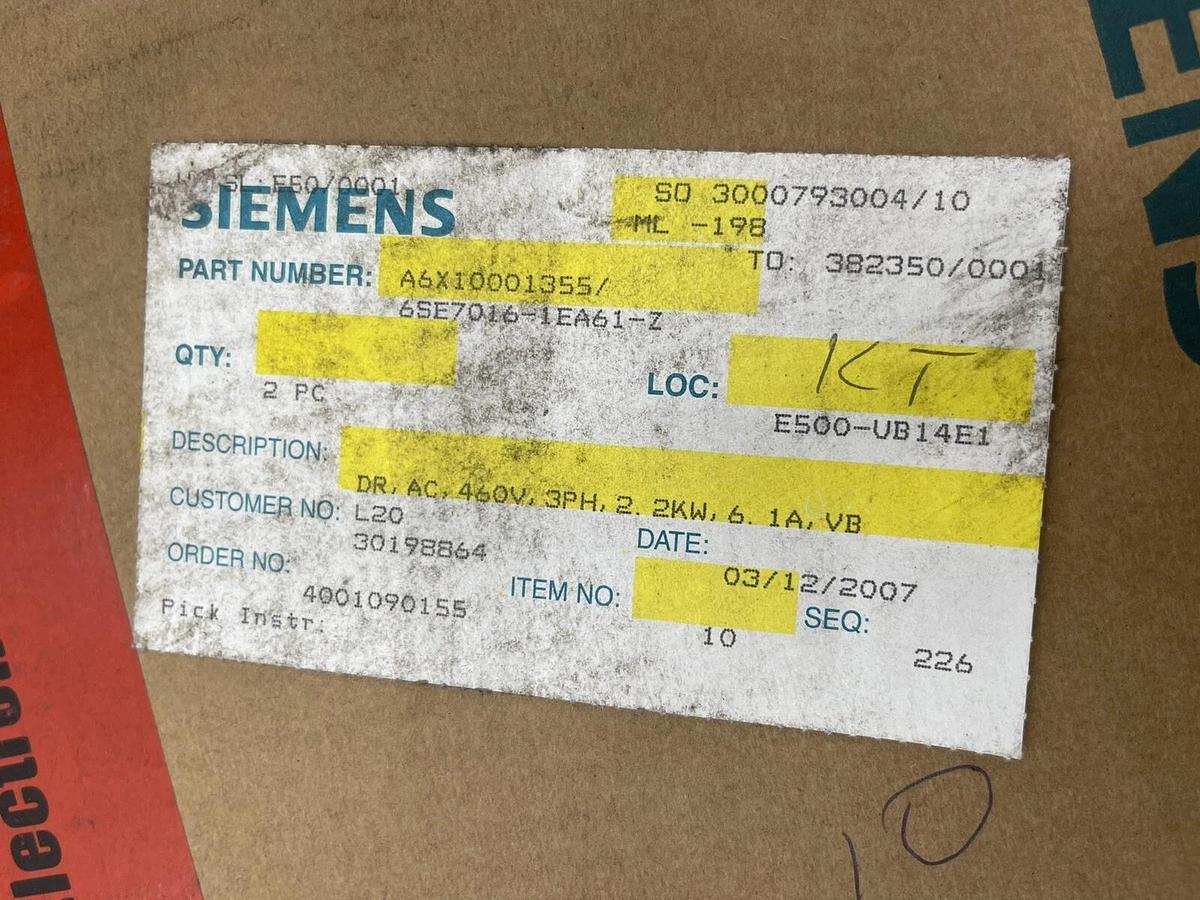 6SE7016-1EA61-Z AC DRIVE SIMOVERT VC SIEMENS NEW IN BOX STOCK 1533