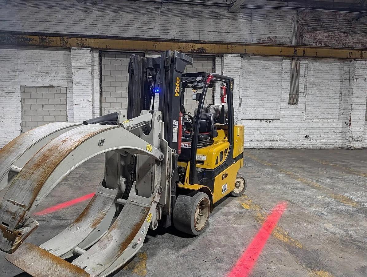 Used 12,000 POUND YALE GLC120VX FORKLIFT TRUCK WITH 84" CASCADE PAPER CLAMP
