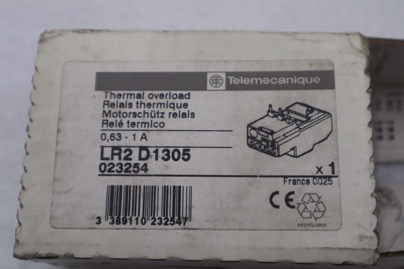 Used Schneider LR2-D1305 THERMAL OVERLOAD RELAY TESYS D BIMETALLIC STOCK K-3654