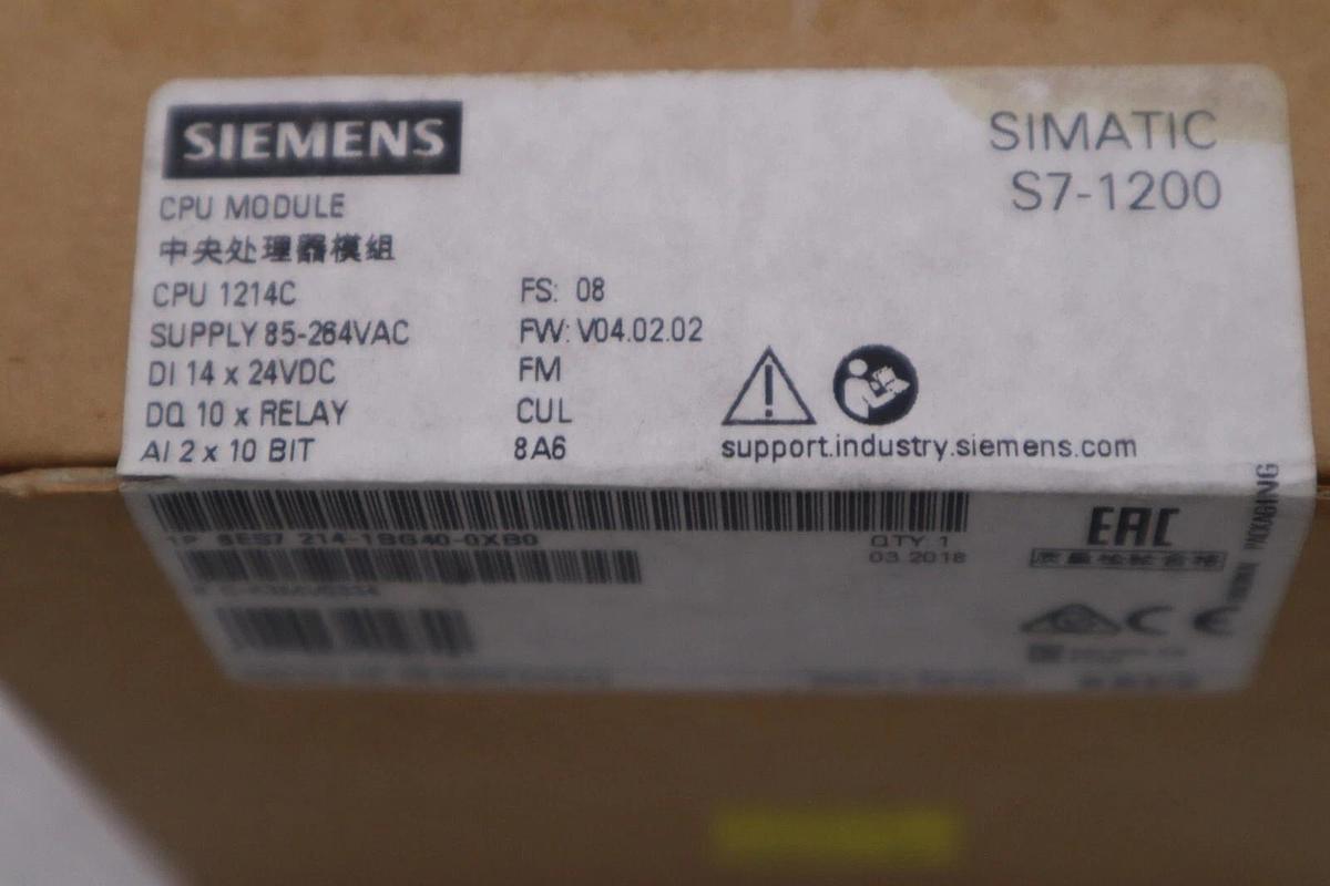 Used NEW SEALED SIEMENS 6ES7 214-1BG40-0XB0 COMPACT CPU SIMATIC S7-1200 STOCK H173A