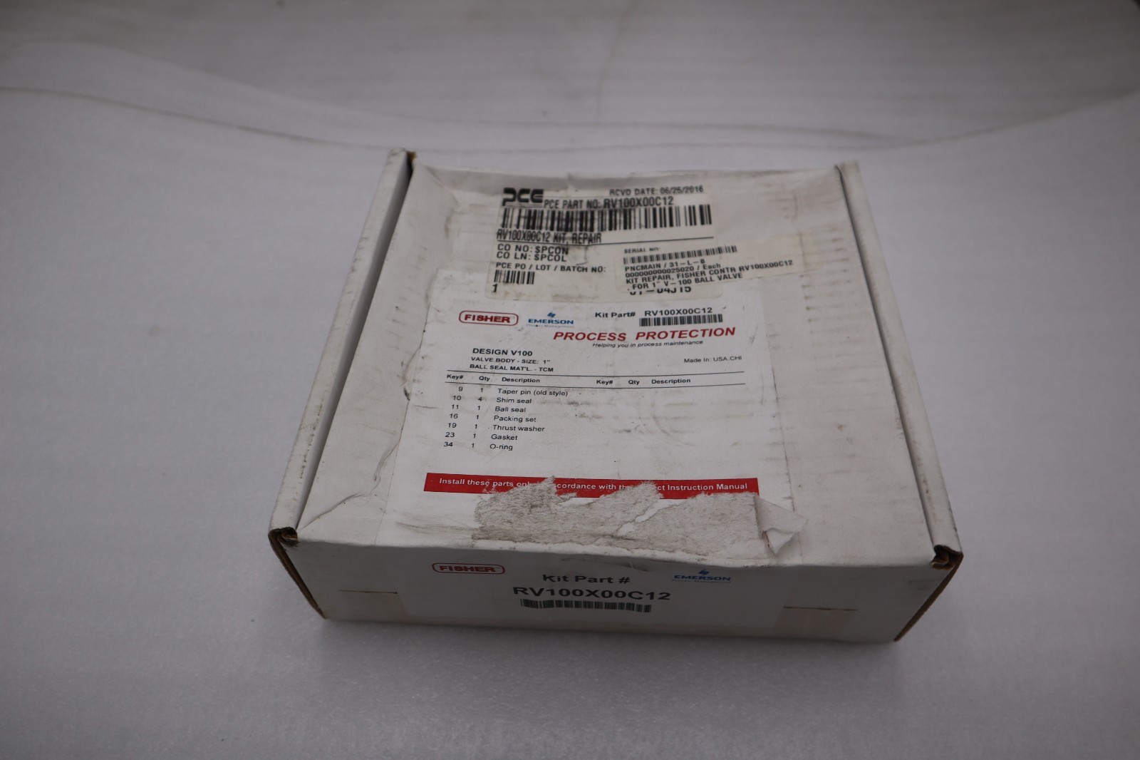 Fisher RV100X00C12 REPAIR KIT, COMP SEAT, 1" V100 - STOCK GF257A