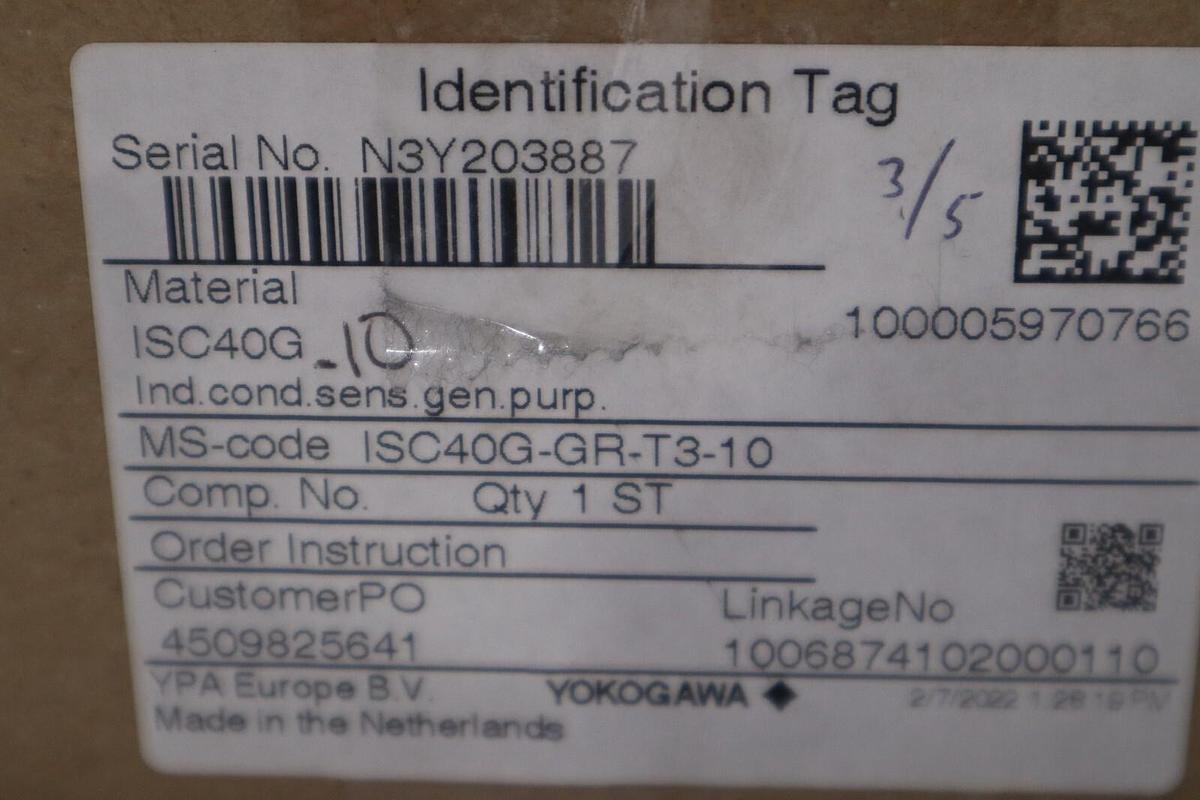 NEW YOKOGAWA ISC40G-GR-T3-10 CONDUCTIVITY SENSOR WITH CABLE STOCK G79