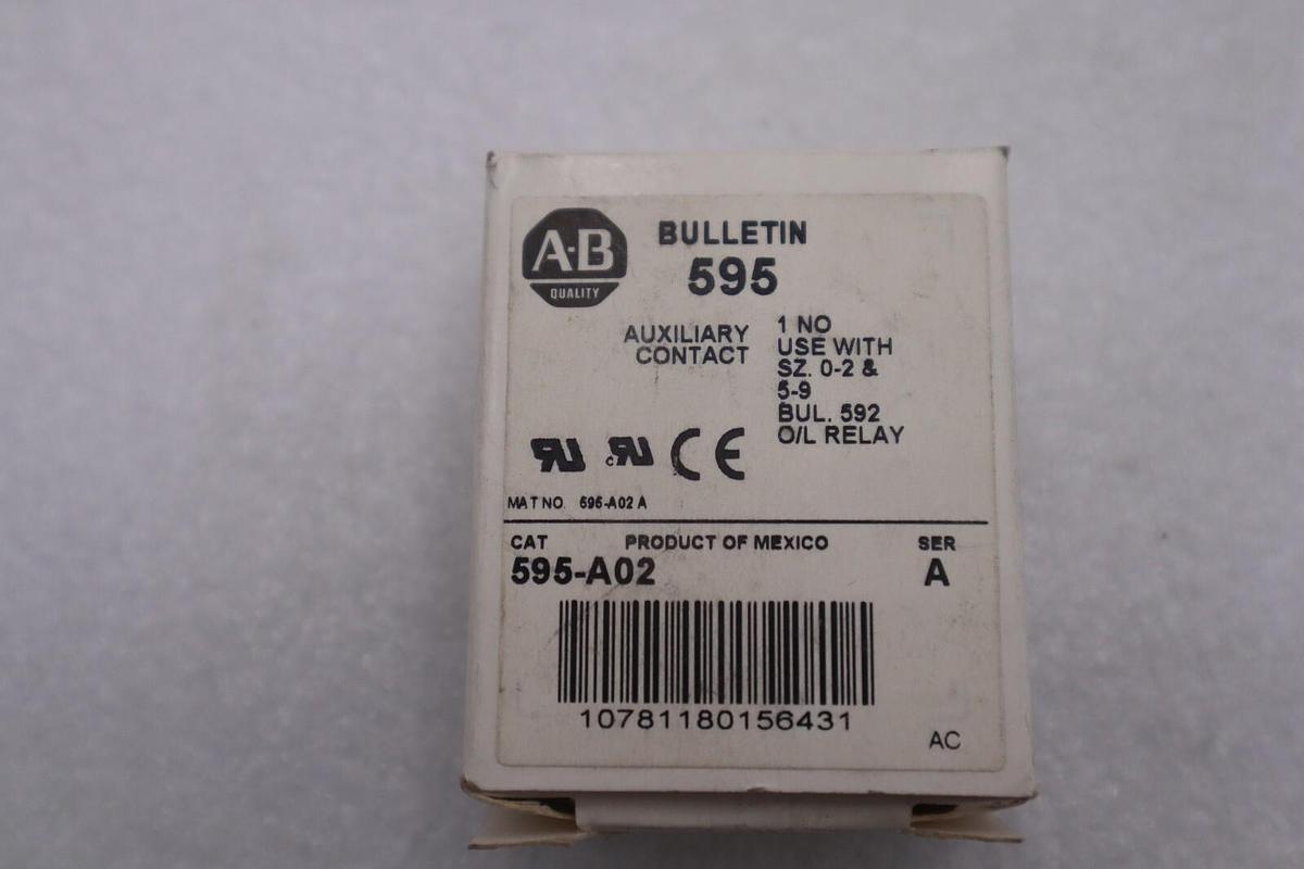 Used NEW OPEN BOX Allen Bradley 595-A02 Auxiliary Contact 595A02 LOT OF 2 STK K-3351