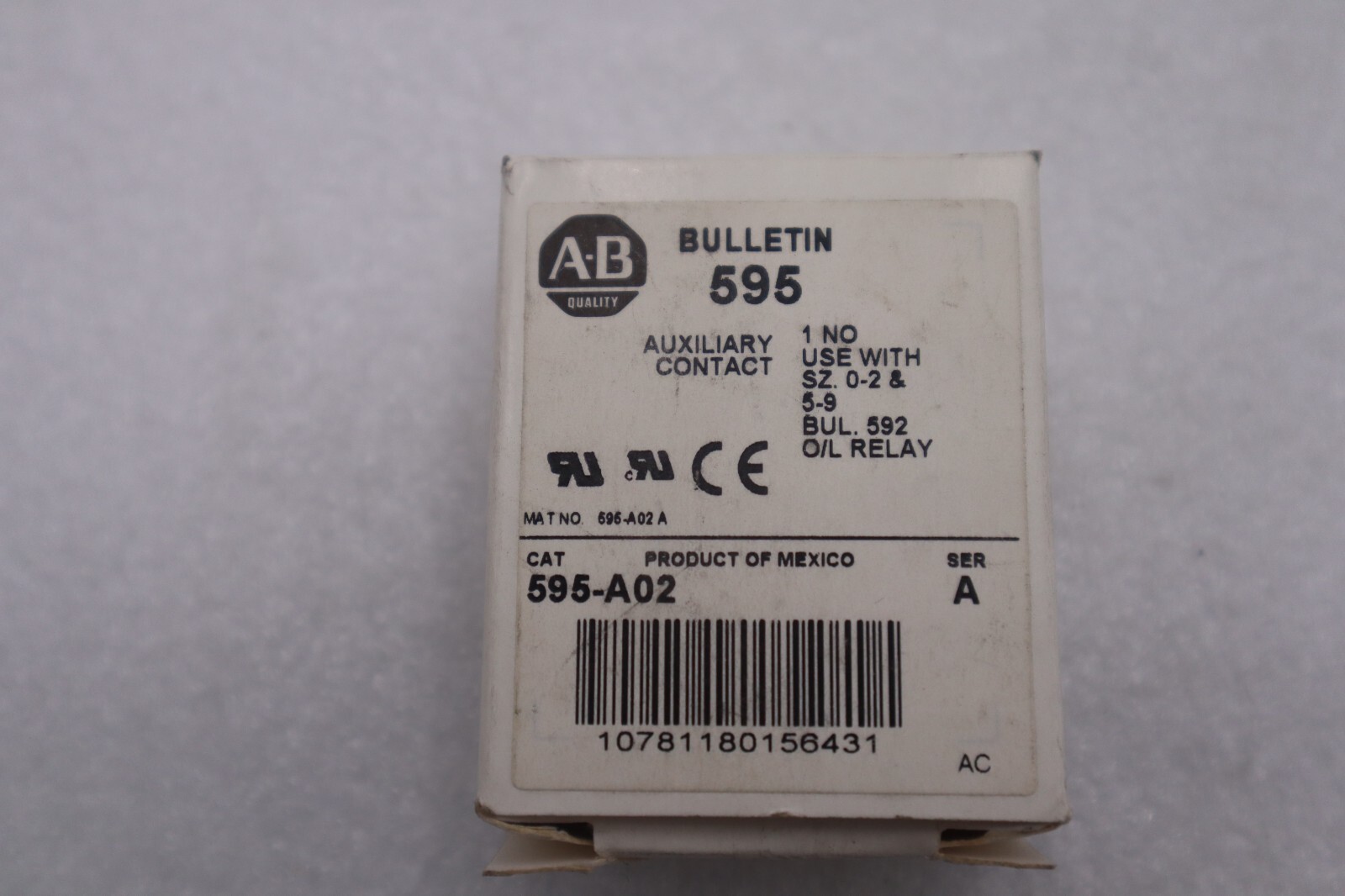 Used NEW OPEN BOX Allen Bradley 595-A02 Auxiliary Contact 595A02 LOT OF 2 STK K-3351