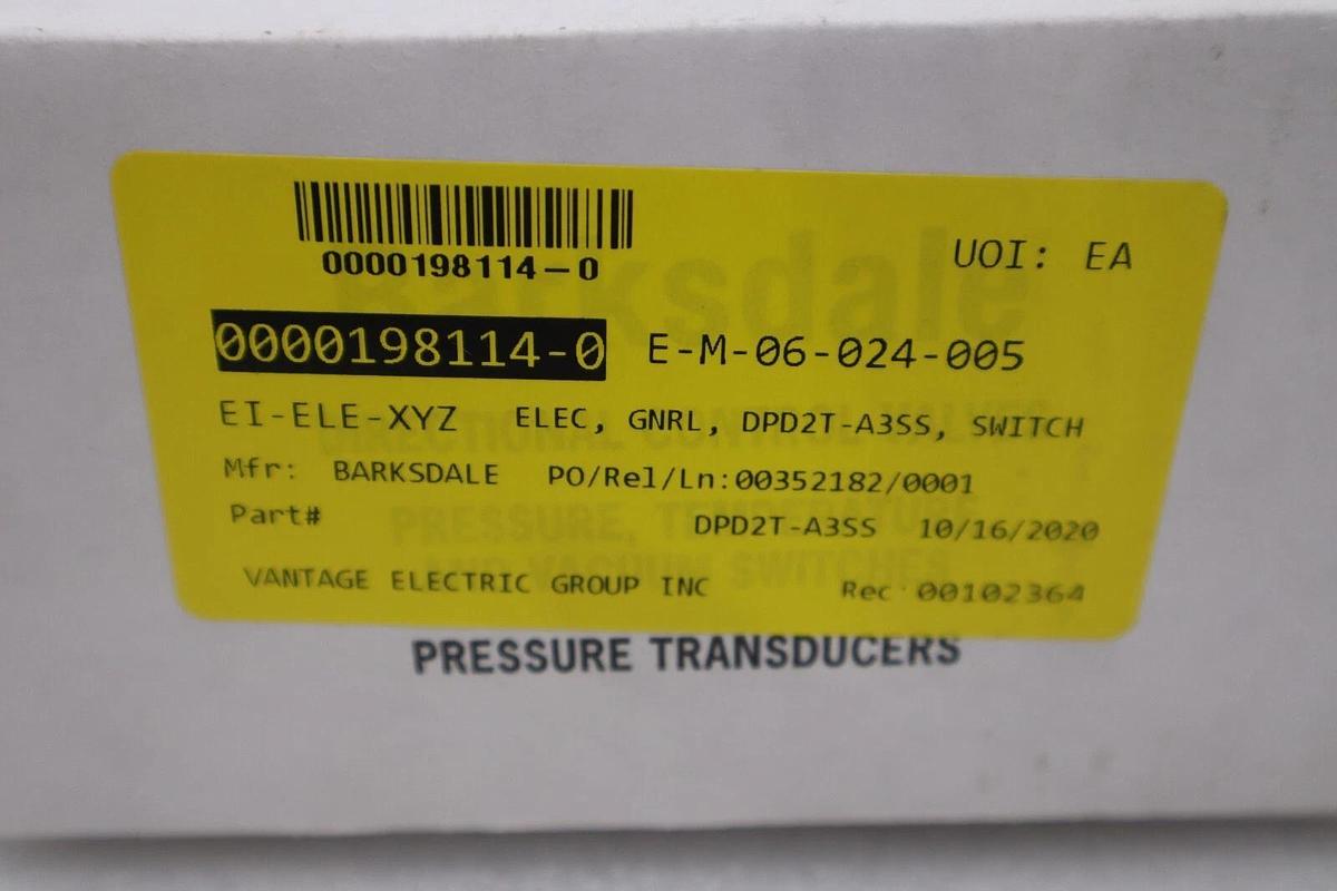 Used Barksdale DPD2T-A3SS Pressure Switch 0.03-3psi 125/250/480v-ac NEW IN BOX #G224A
