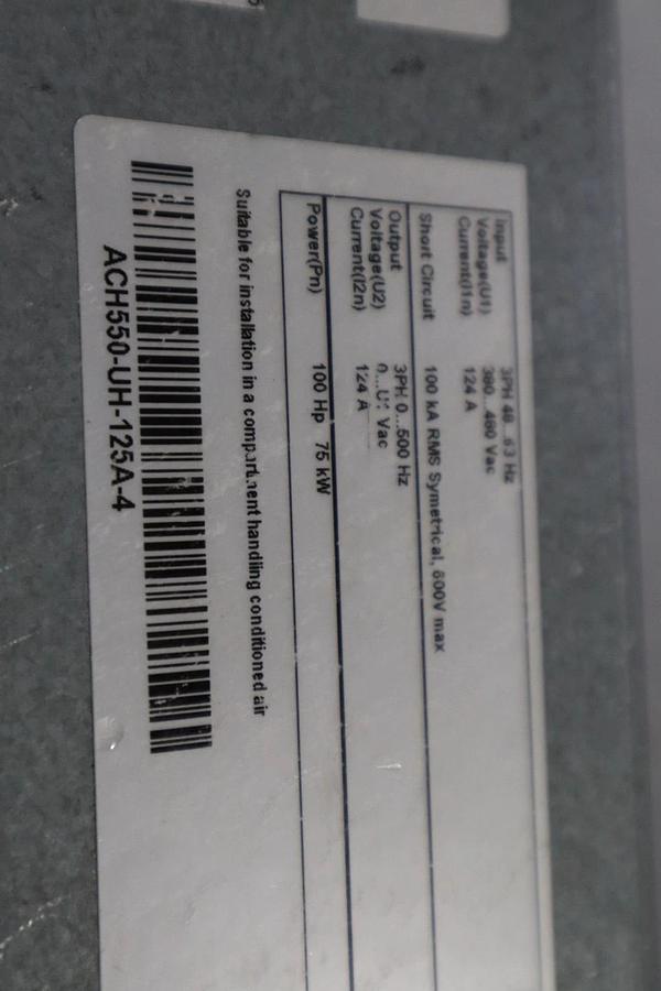 Used ABB ACH550-UH-125A-4 AC DRIVE 550 SERIES 3 PHASE 380-480 V AC STOCK S686