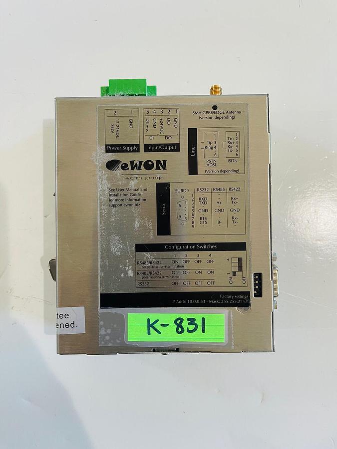 Used eWON Global Industrial LAN/Modem Router, 4x 10/100Mb, 3G+, 12-24VDC #K-831