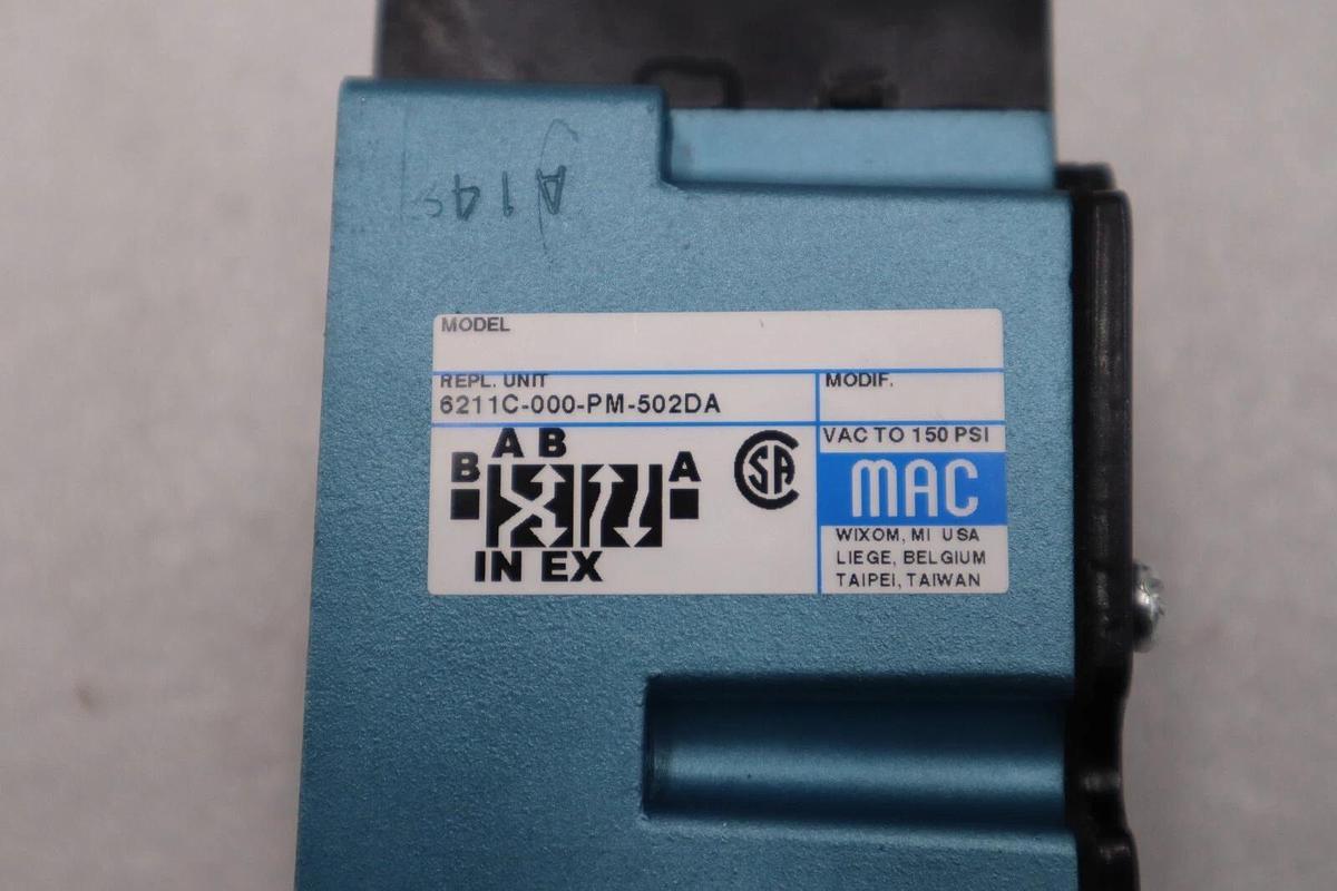 Used MAC  6211C-000-PM-502DA W/ PME-502DABE SOLENOID VALVE 6200 SERIES NEW IN BOX