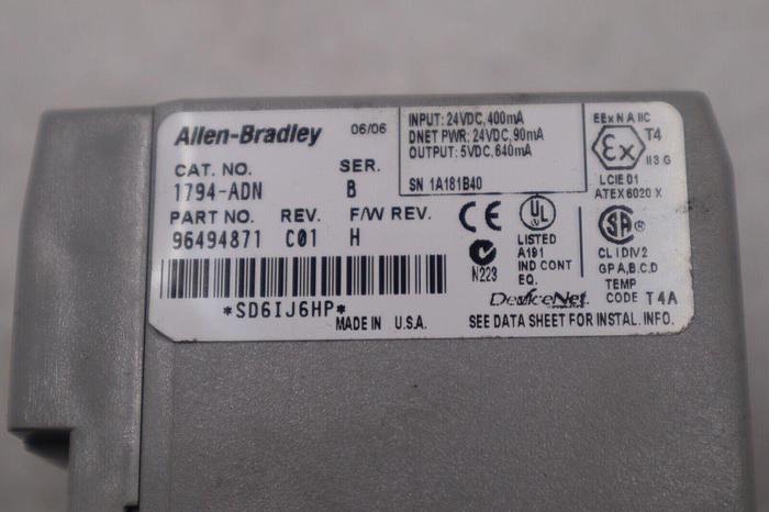 Used Allen Bradley 1794-ADN SER B Flex DeviceNet Adapter 1794ADN STOCK B-1317