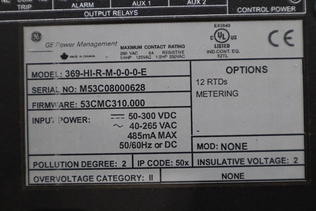 GENERAL ELECTRIC 369-HI-R-M-0-0-0-E 50-300VDC - NEW NO BOX - STOCK 1860CC