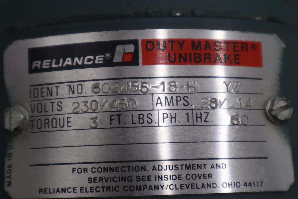 Used RELIANCE 602455-18-H DUTY MASTER UNIBRAKE STOCK #M-6