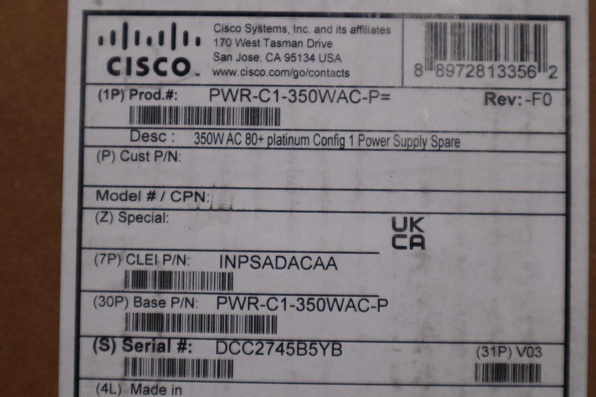 CISCO PWR-C1-350WAC-P Power Supply - NEW SEALED - STOCK GF216