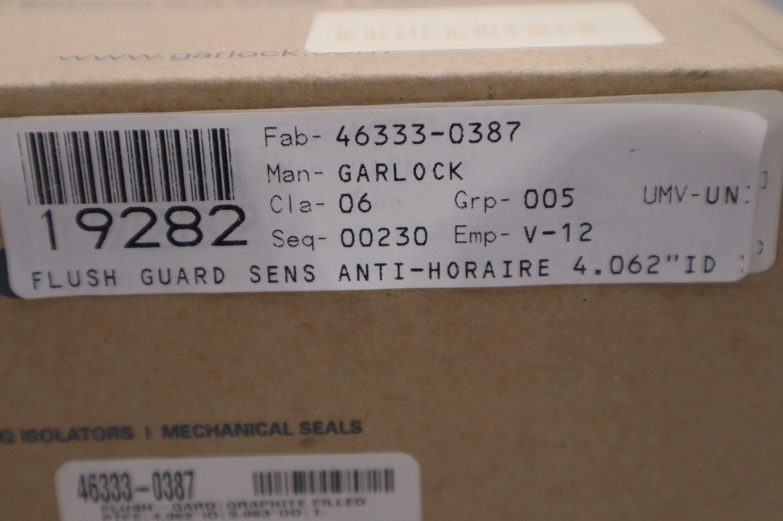 Used NEW GARLOCK 46333-0387 FLUSH-GARD SEAL - STOCK GF1008