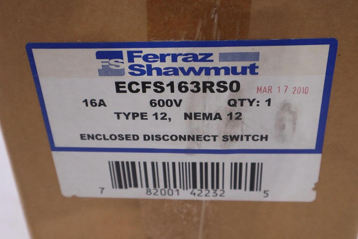 Used MERSEN FERRAZ SHAWMUT ECFS163RS0 ENCLOSED 508D SWITCH - STOCK GF631
