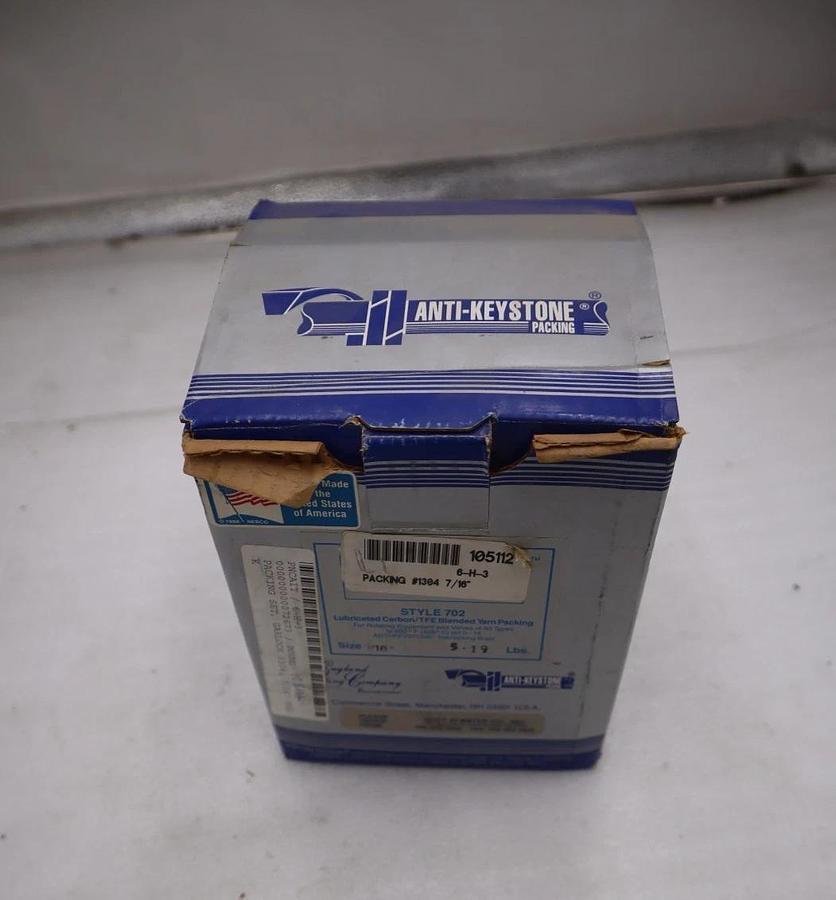 Used ANTI-KEYSTONE STYLE 702 LUBRICATED CARBON/TFE BLENDED YARN PACKING - STK GF501