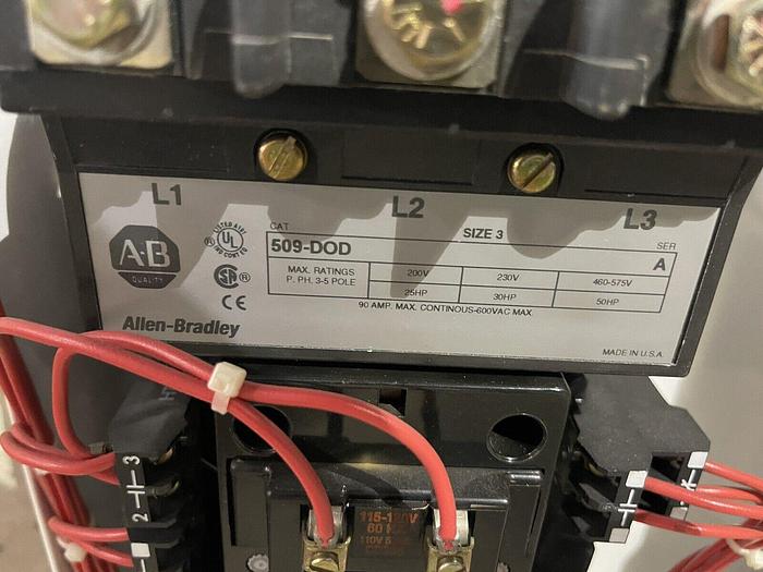 Used Allen Bradley 2100 Series Bucket Size 3 Fusible Motor Control 509-D0D 120 V S-38