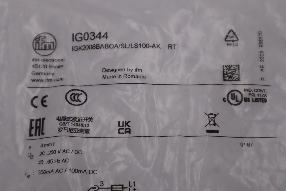 NEW IFM Electronic IG0344 Inductive Proximity Sensor STOCK H1621A