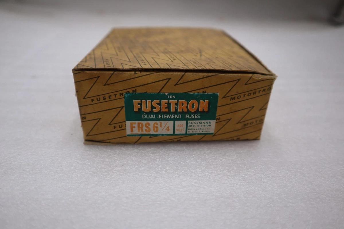 Used BOX OF 10 - FUSETRON FRS-R-61/4 AMPS 600 VOLTS - NEW IN BOX - STOCK GF574A