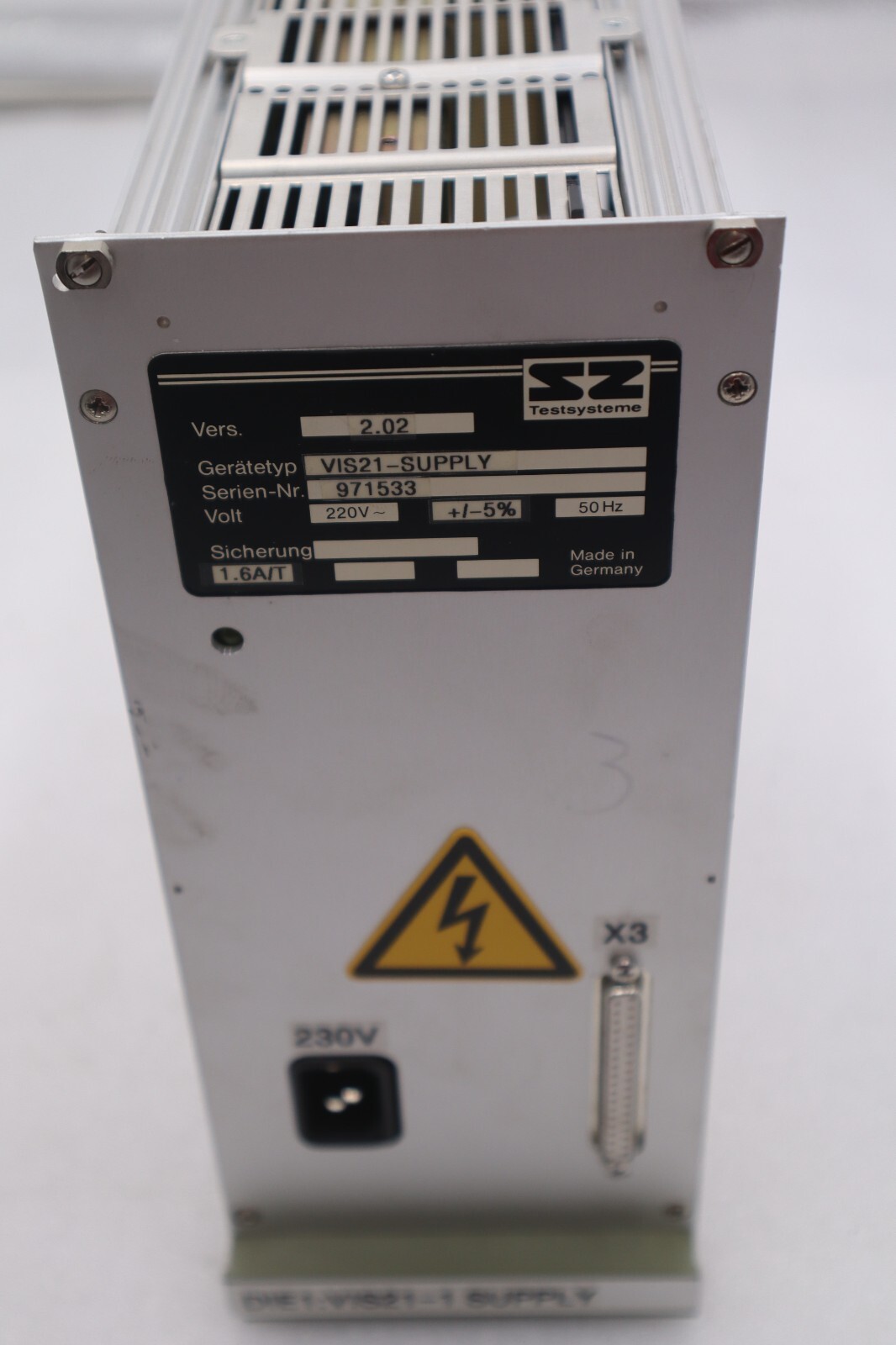 Used SZ TESTSSYSTEME VIS21-SUPPLY POWER SUPPLY S/N 0029 44 STOCK #2762