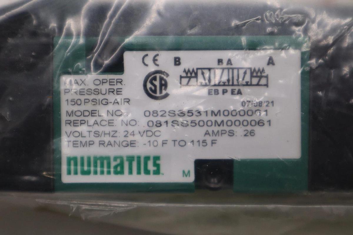 Used NEW Numatics 082SS531M000061 150PSIG Pneumatic Solenoid Valve 24VDC STK H1452