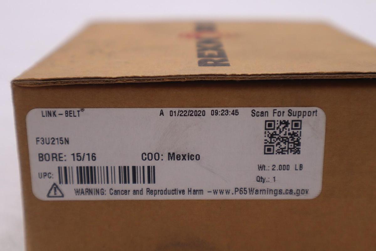 NIB REXNORD F3U215N 15/16 LINK BELT BEARINGS F3-216-0, SF-15 STOCK K-2751