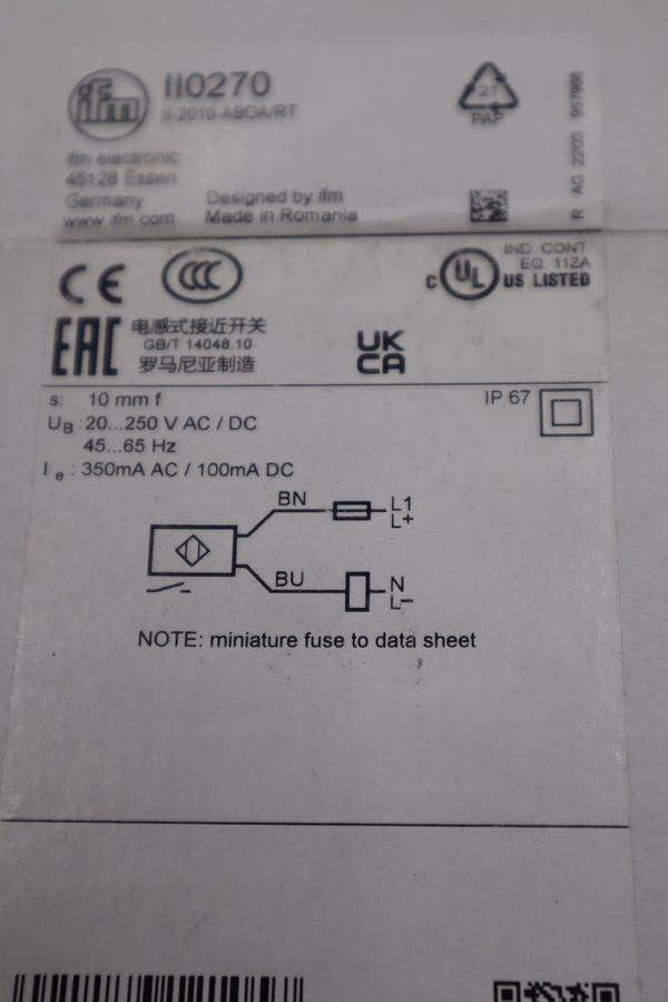 NEW IFM EFECTOR II0270 II-2010-ABOA/RT 20-250VAC/DC STOCK H348A