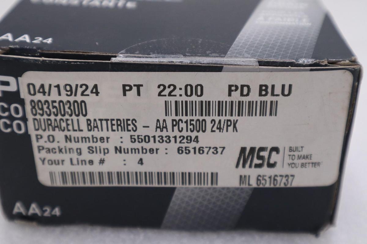NEW Duracell Procell Battery Alkaline Size AA (Box of 24) STOCK H315A