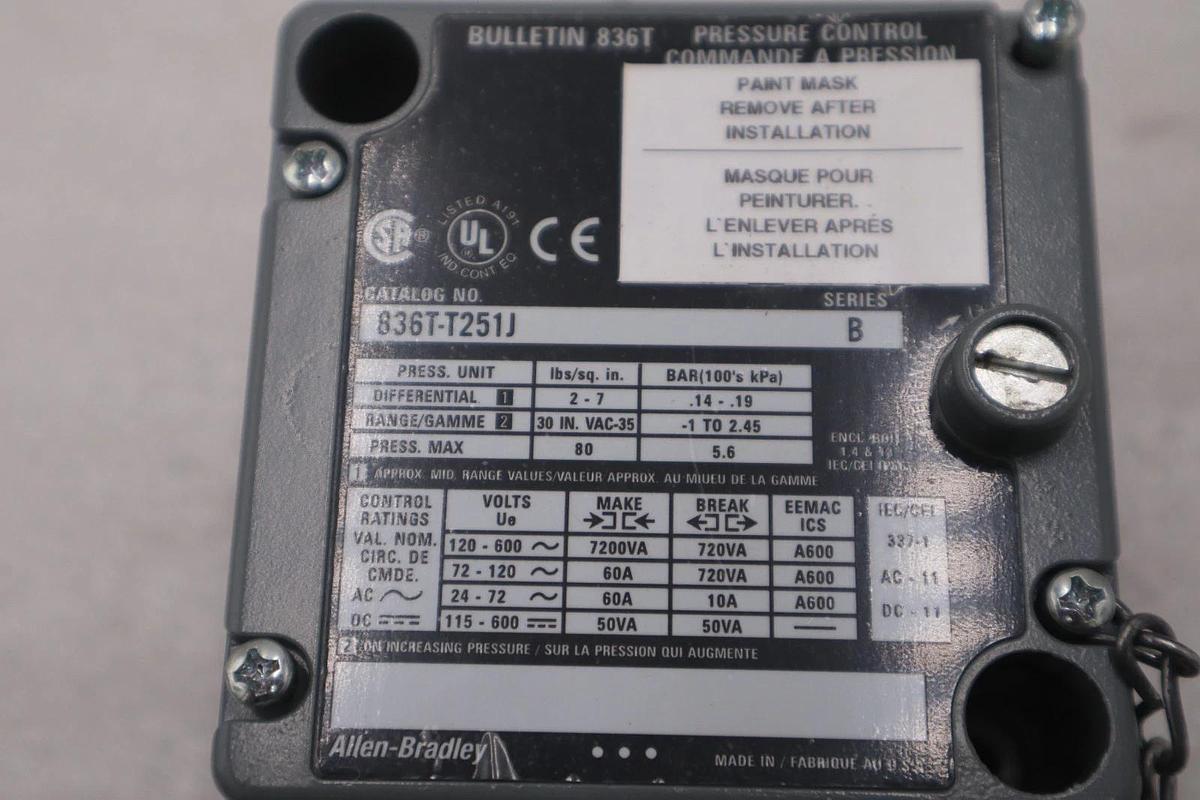 NEW ALLEN BRADLEY 836T-T251J /B PRESSURE CONTROL STOCK GF-713A