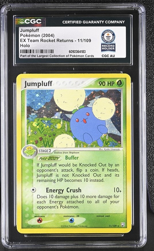Used 2004 POKEMON EX TEAM ROCKET RETURNS #11 JUMPLUFF-HOLO CGC WORLD RECORD SLAB 1/1
