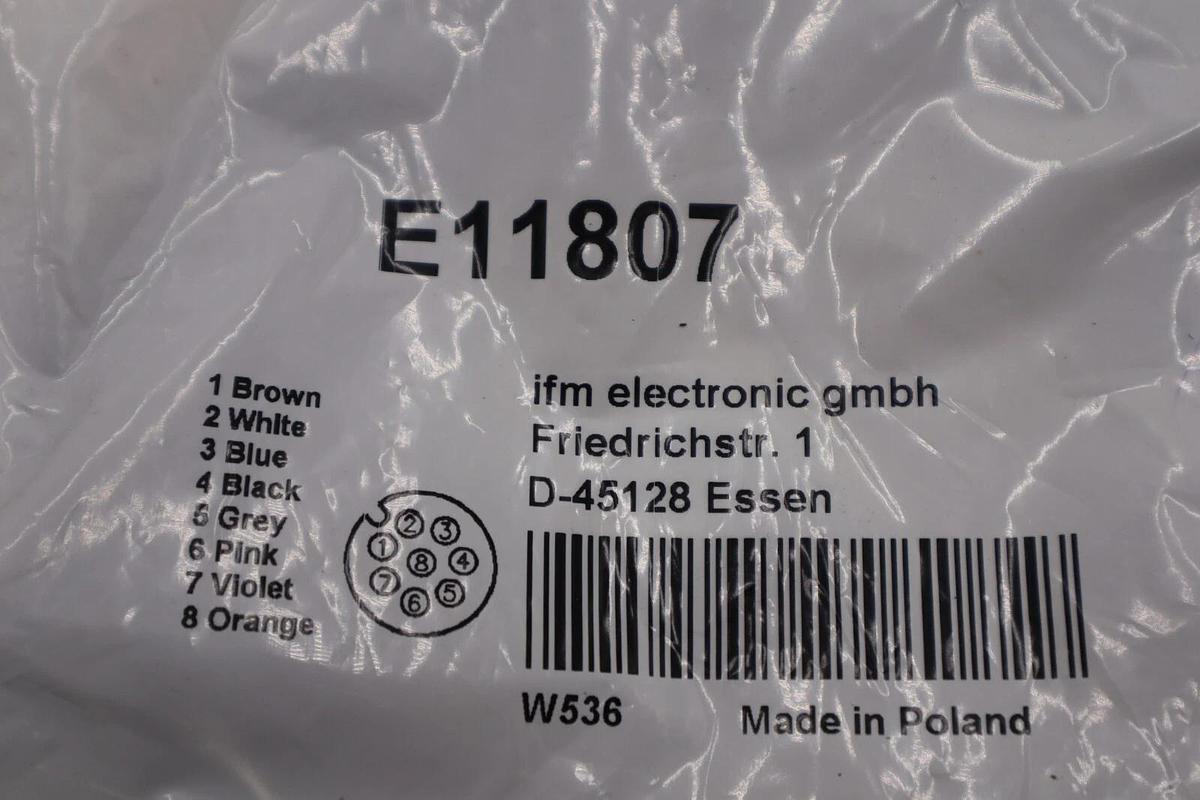 Used IFM Electronic E11807 8 WIRE MICRO DC STRAIGHT STOCK L-155-A