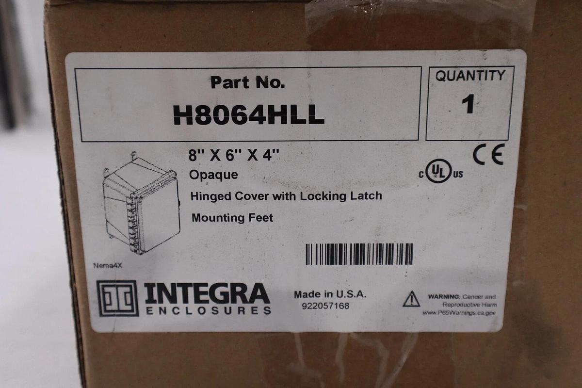 Used NEW INTEGRA ENCLOSURE H8064HLL Hinged Cover with Locking Latch STOCK H160