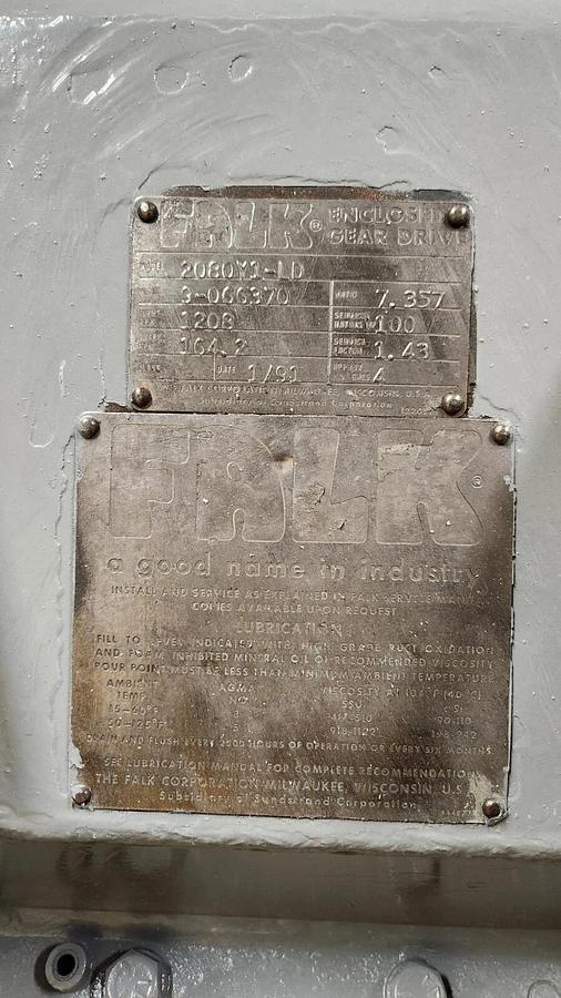 Used FALK ENCLOSED GEAR DRIVE SPEED REDUCER 7.357 RATIO 2080y1-ld