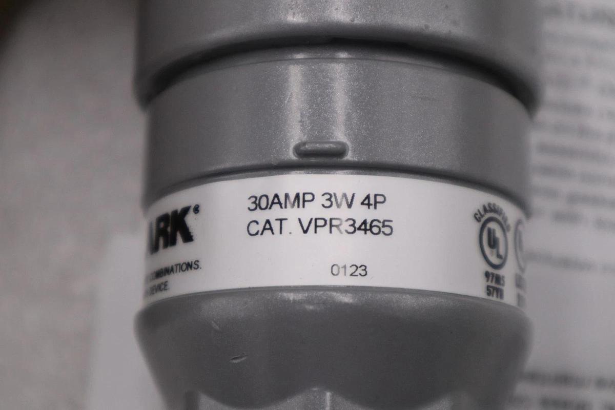 Used KILLARK VPR3465 30A GROUND STYLE 2 CONNECTOR 3-WIRE 4-POLE STOCK 3706CC