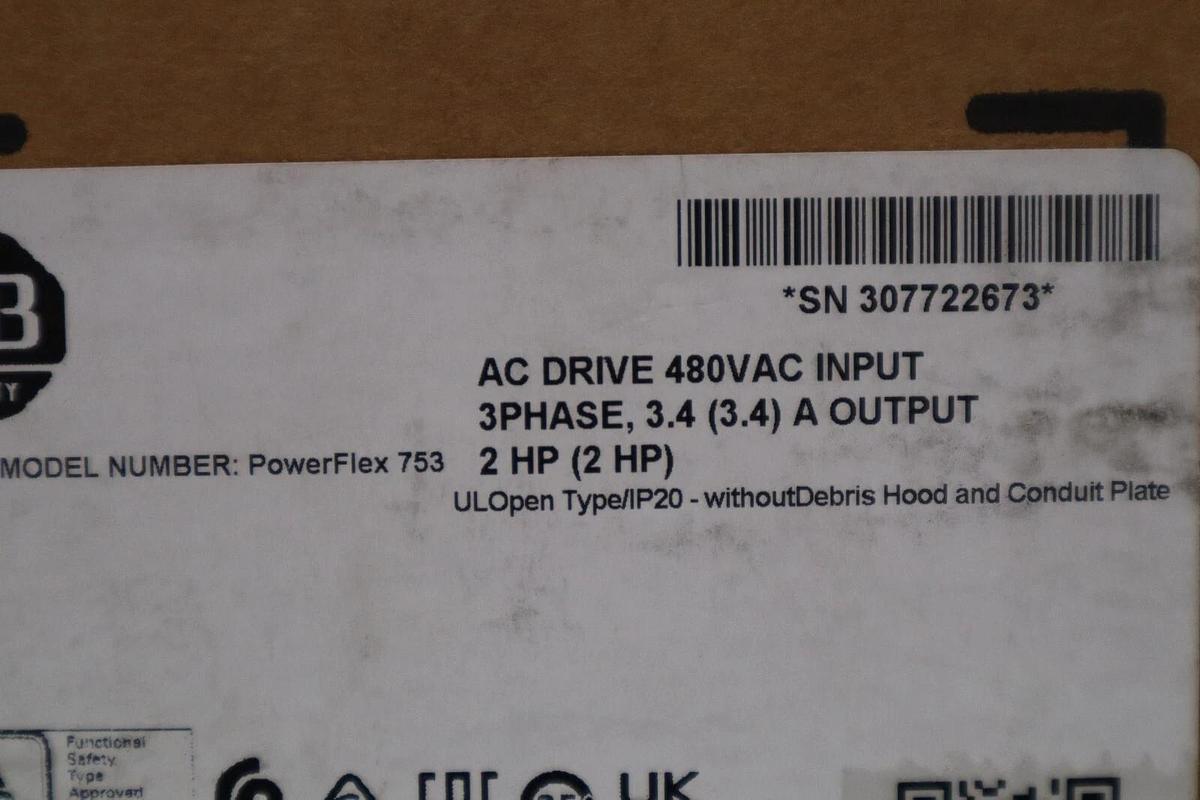 Used 20F11ND3P4JA0NNNNN POWERFLEX 753 2 HP DRIVE VFD NEW 2022 STOCK 5697