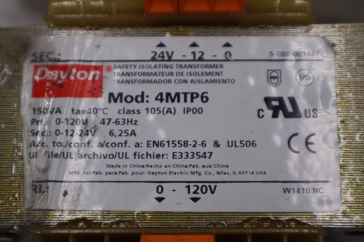 Used Dayton 4MTP6 Isolating Transformer - NEW IN BOX - STOCK 3726CC