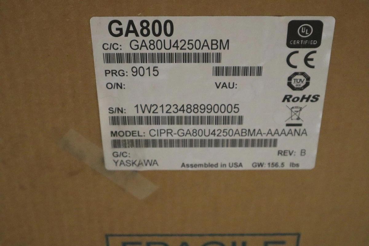 Used YASKAWA GA800 200 HP DRIVE GA80U4250ABM / CIPR-GA80U4250ABMA-AAAANA REV. B NEW