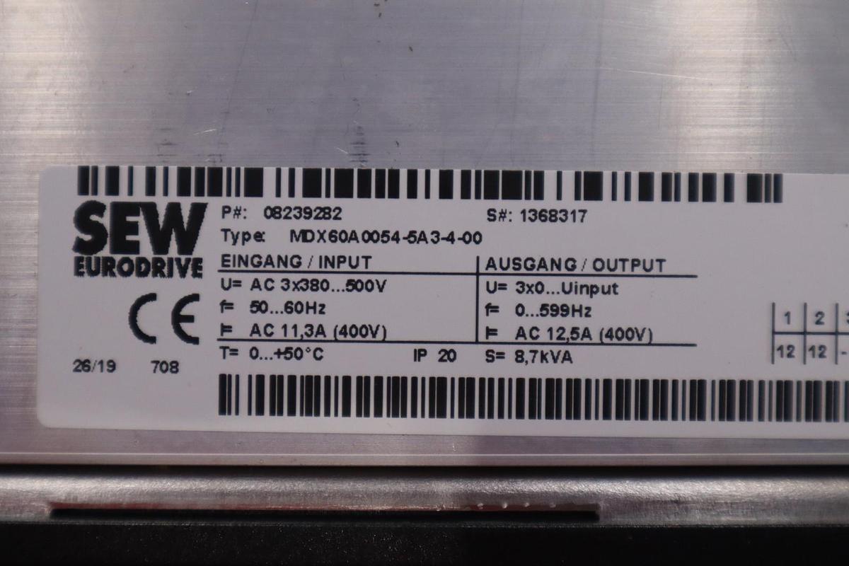 Used Sew Eurodrive MDX61B0055-5A3-4-0T Movidrive Drive Inverter H-768C