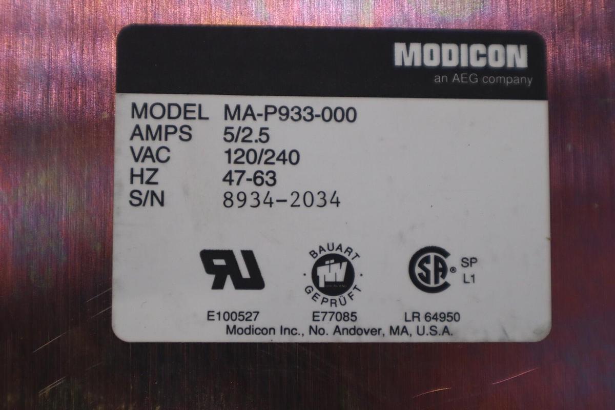NEW Modicon MA-P933-000 Power Supply Module 2.5/5Amp 120/240VAC 47/63Hz #G237A