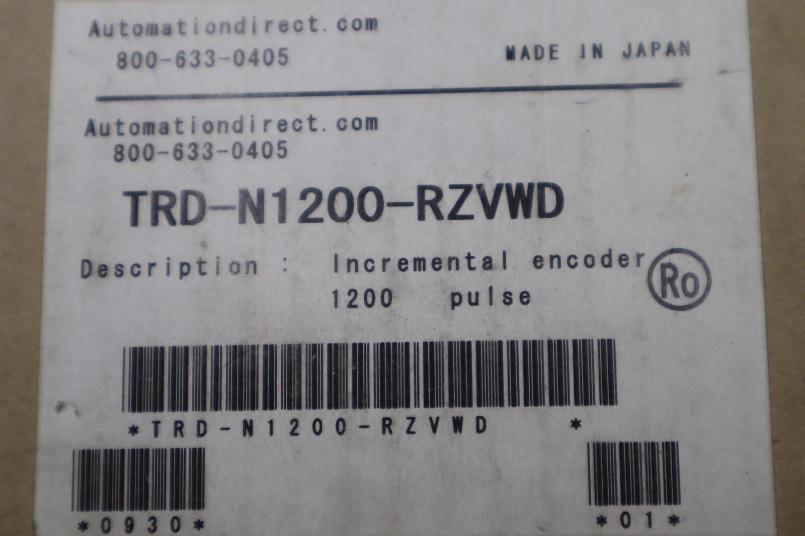 Used Automation Direct TRD-N1200-RZVWD Incremental Encoder 1200 PULSE STOCK K-3436
