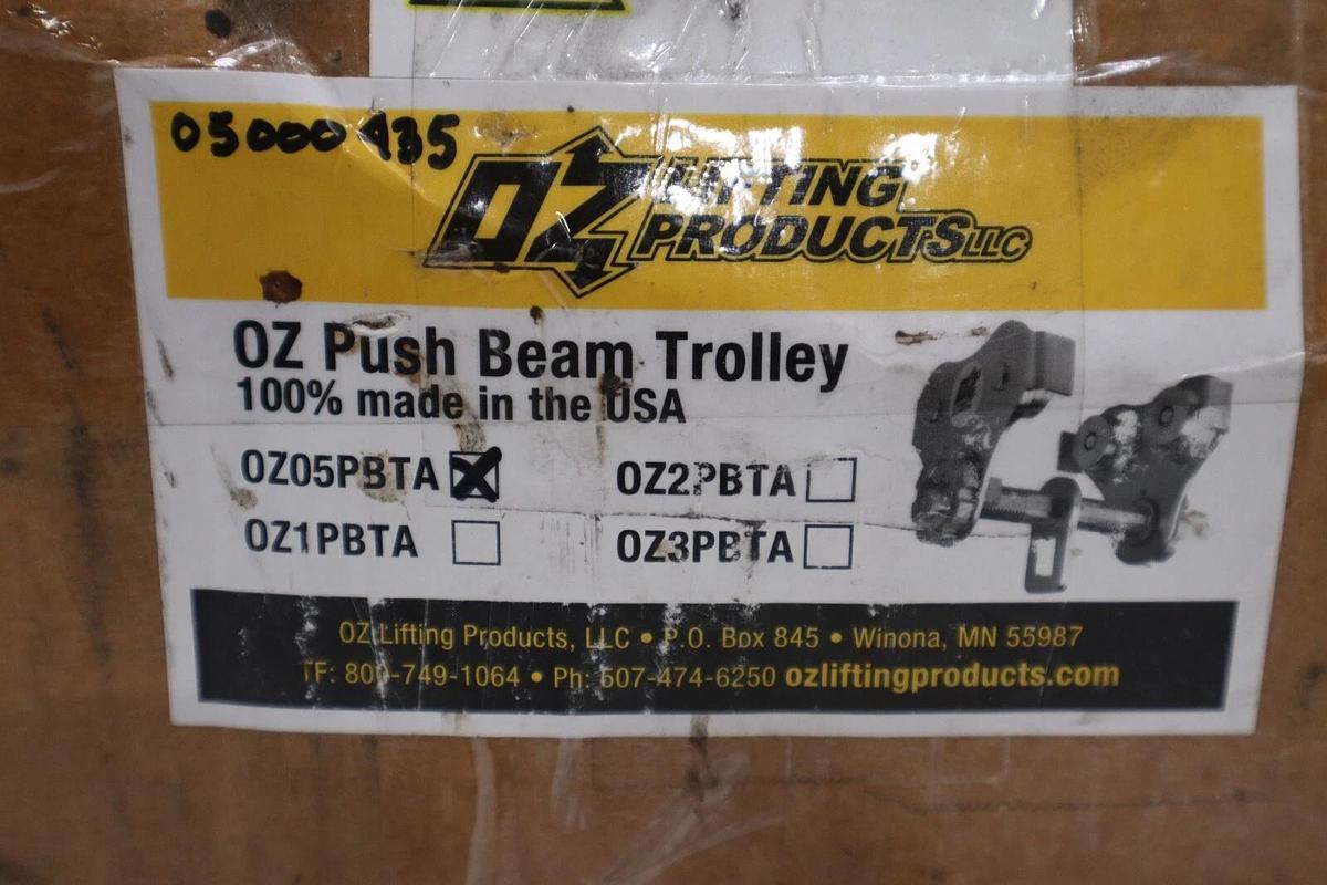 Used NEW IN BOX OZ 0.5 Ton 05PBTA/ OZ05PBTA PUSH BEAM TROLLEY STOCK 4419A