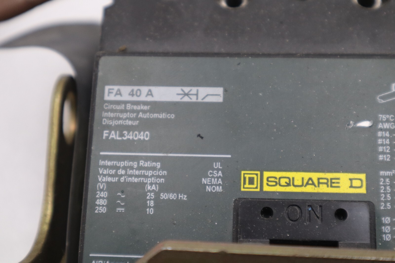 Used SCHNEIDER ELECTRIC 9422CFA10 SQUARE D FAL34040 STOCK 2401A
