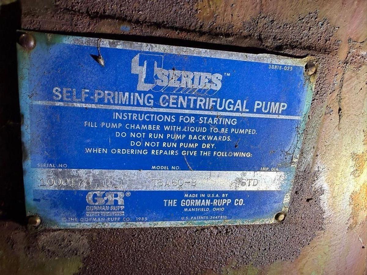 Used GORMAN-RUPP MODEL T8A60-B TRASH PUMP WITH MOTOR