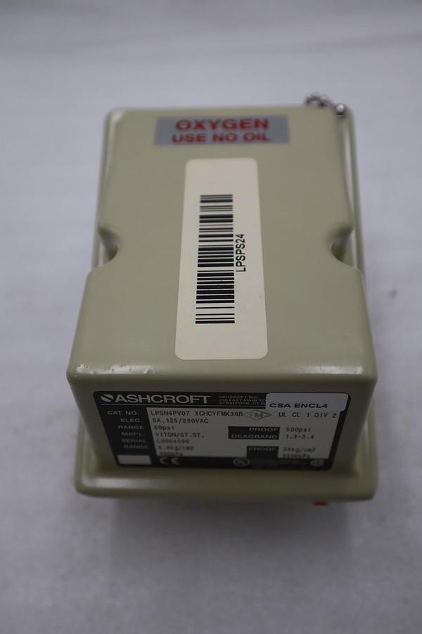 Used ASHCROFT LPSN4PV07 XCHCYFMK36B Pressure Switch 15psi 5A STOCK H1149