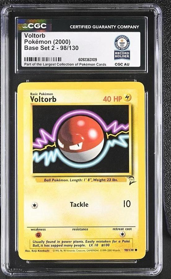 Used Pokémon Voltorb Base Set 2 098/130 CGC GUINNESS WORLD RECORD SLAB 1/1