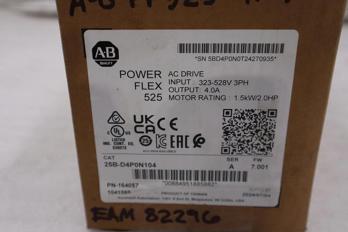 Used NEW OPEN BOX AB ALLEN BRADLEY 25B-D4P0N104 PowerFlex 525 AC Drive STOCK GF243 884951885882