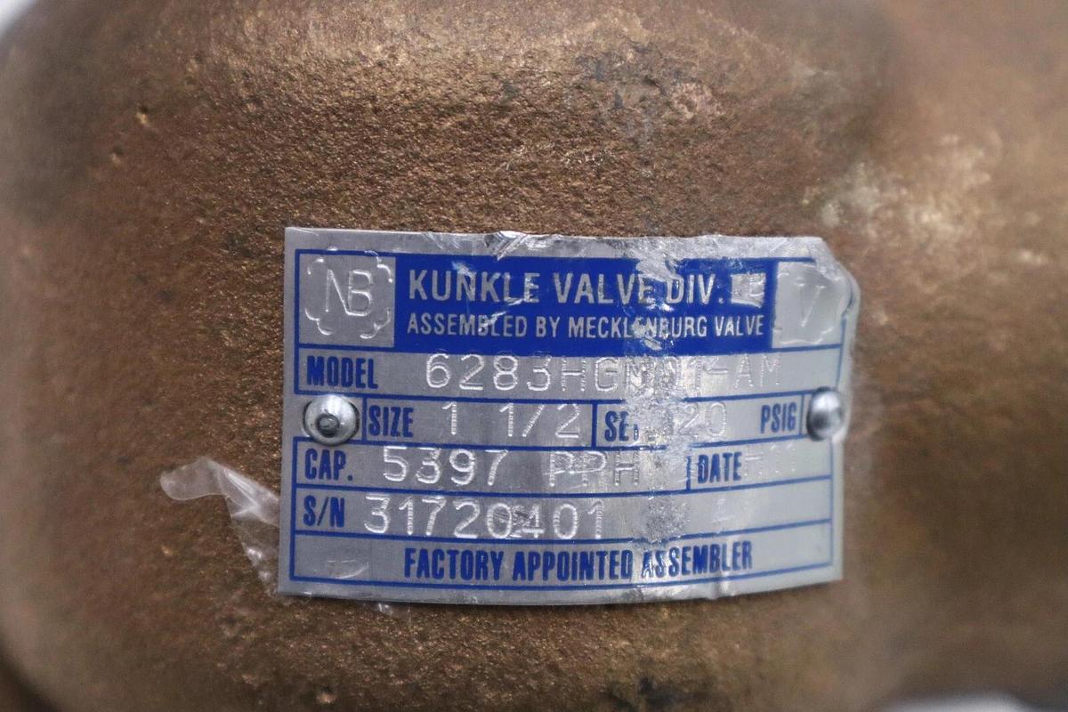 Used NEW Kunkle 6283HGM01-AM Pressure Relief Valve 1-1/2" STOCK 5994