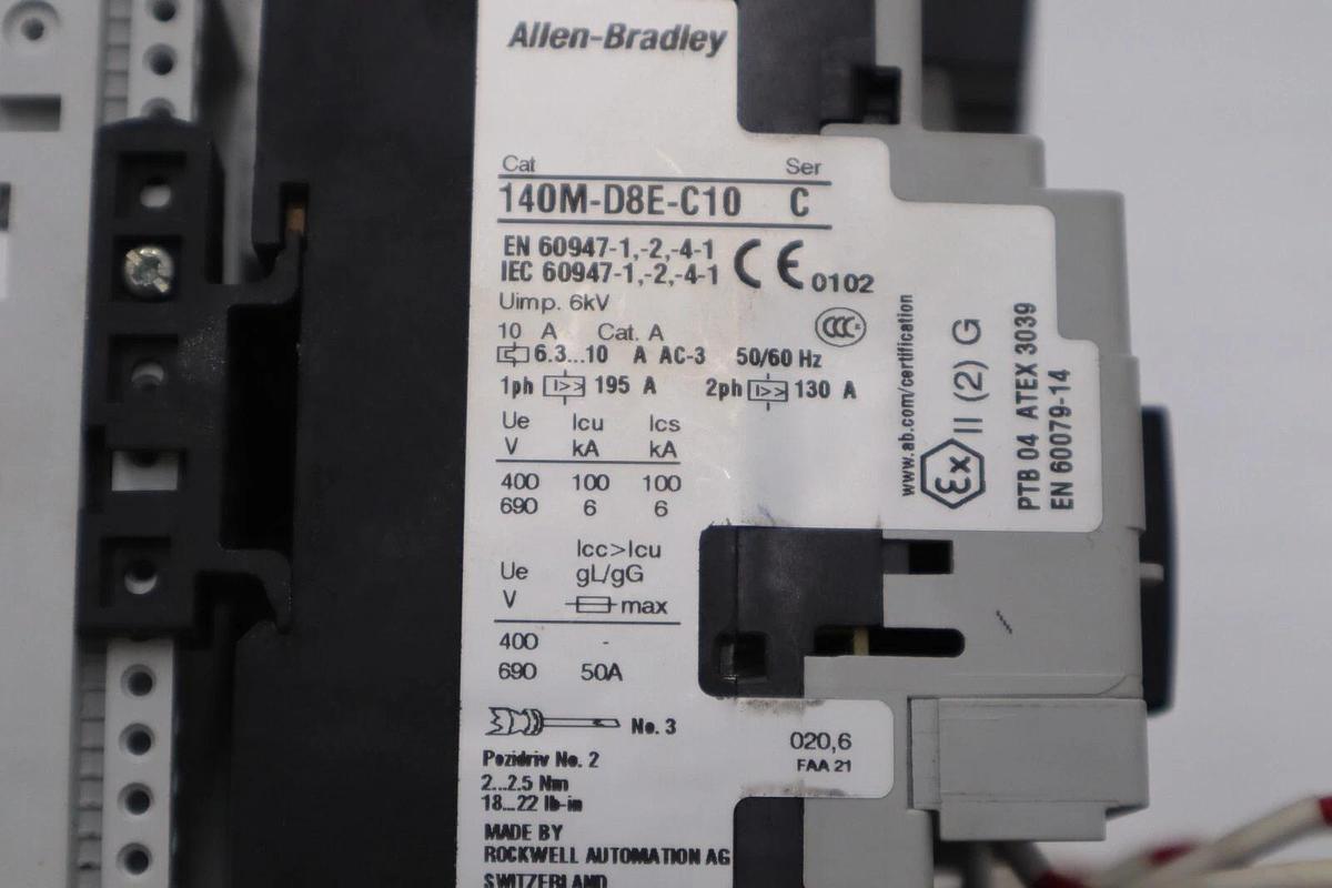 Used ALLEN BRADLEY 140M-D8E-C10 CIRCUIT BREAKER WITH 100-C30*00 CONTACTOR #4822-A